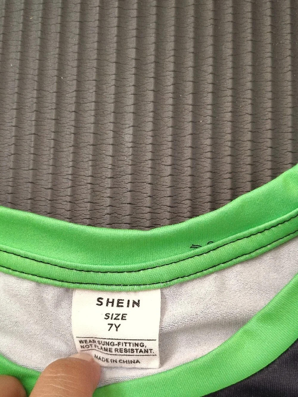 SHEIN Black and Neon Green Victory Gamer Kids Pajama Set